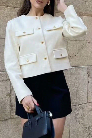 Buttoned Front Cropped Jacket