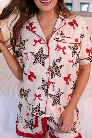 Leopard Star Print Short Pajama Set