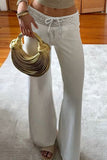Lace-Trim Flare Casual Pants
