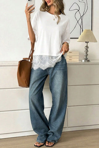 Elegant Lace Trim T-Shirt