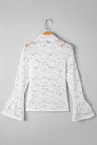 Lace Bell Sleeve Mock Neck Blouse