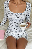 Button-Front Printed Romper