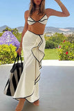 Ruffle Trim Swimsuit Three-Piece Set