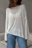Open-Knit Boat Neck Top