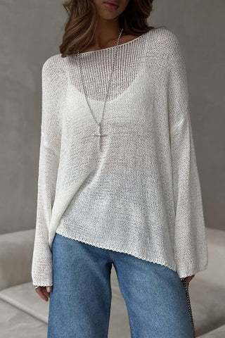 Open-Knit Boat Neck Top