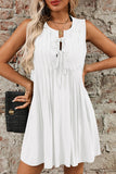 Tie-Front Pleated Sleeveless Mini Dress