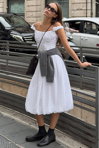 Off-Shoulder Casual Midi Dress