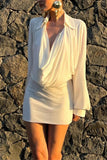 Draped Collar Casual Dress