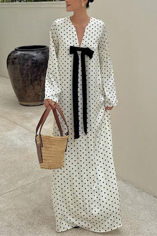 Polka Dot Long Sleeve Casual Dress