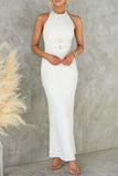 Halter Belted Casual Maxi Dress