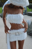 Faux Fur Mini Skirt Set