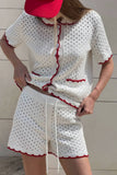 Lace-Trimmed Short Set with Pockets
