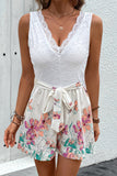 Lace Top Floral Print Romper