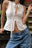 Button-Front Sleeveless Top