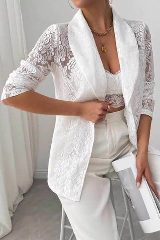 Elegant Lace Blazer and Pants Set