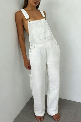 Cross-Back Denim Jumpsuit