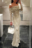 Off-Shoulder Polka Dot Casual Dress