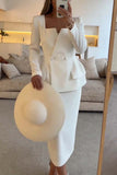Elegant Double-Breasted Skirt Set