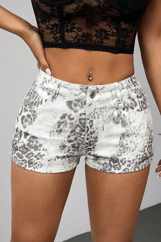 Leopard Print Casual Shorts