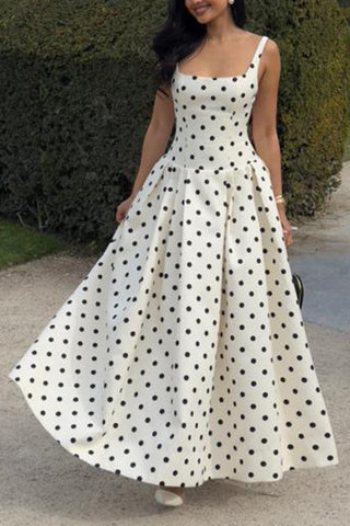Polka Dot Casual Maxi Dress