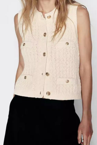 Button-Front Sweater Vest