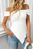 Off-Shoulder Ribbed T-Shirt