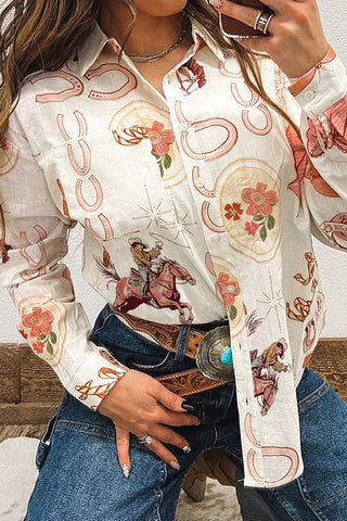 Western Print Button-Down Shirt