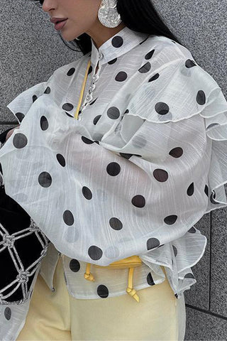 Polka Dot Ruffle Blouse