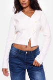 Asymmetric Button Cardigan