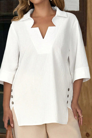 Notched Collar Blouse