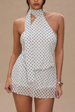 Polka Dot Halter Casual Dress