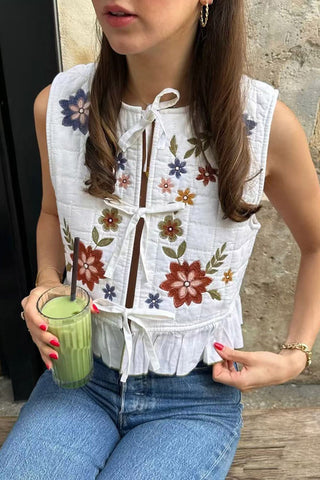 Floral  Tie-Front Vest