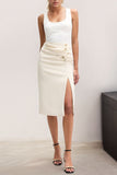 Draped Midi Skirt with Side Slit