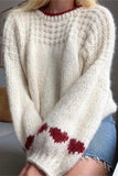 Cozy Knit Sweater with Heart Detailing