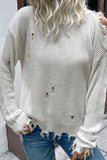 Distressed High Neck Sweater