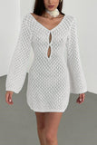 Long Sleeve Textured Mini Dress