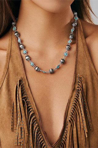 Bohemian Bead Necklace with Turquoise Accents