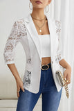 Lace-Trimmed Blazer with Open Front Design