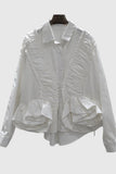 Ruffle-Trim Button-Up Blouse