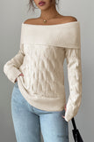 Off-Shoulder Cable Knit Sweater