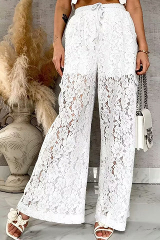 Lace Wide-Leg Casual Pants