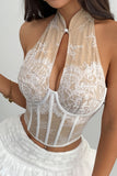 Lace Halter Neck Bustier Top
