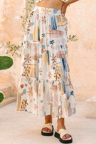 Floral Tiered Maxi Skirt