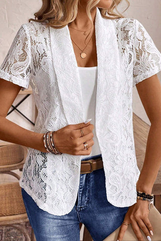 Elegant Lace Short Sleeve Blouse