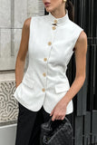 Button-Front Sleeveless Top