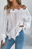 Off-Shoulder Frayed Sweater