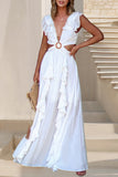 Ruffle Wrap Belted Maxi Dress