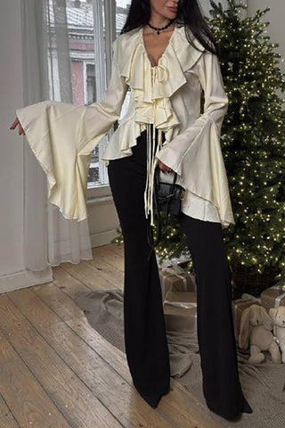 Ruffled Bell Sleeve Blouse