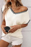 Striped Trim V-Neck Tank Top