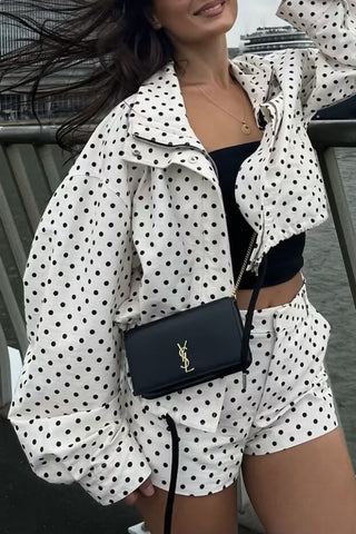 Polka Dot Zip-Up Jacket
